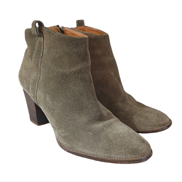 Madewell Billie Suede Zip Up Ankle Boots Khaki Green Booties Women's size 8 - Picture 12 of 12